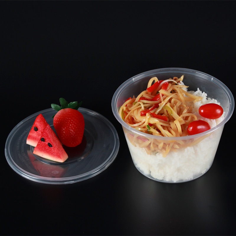 一次性透明加厚带盖外卖盒圆形碗