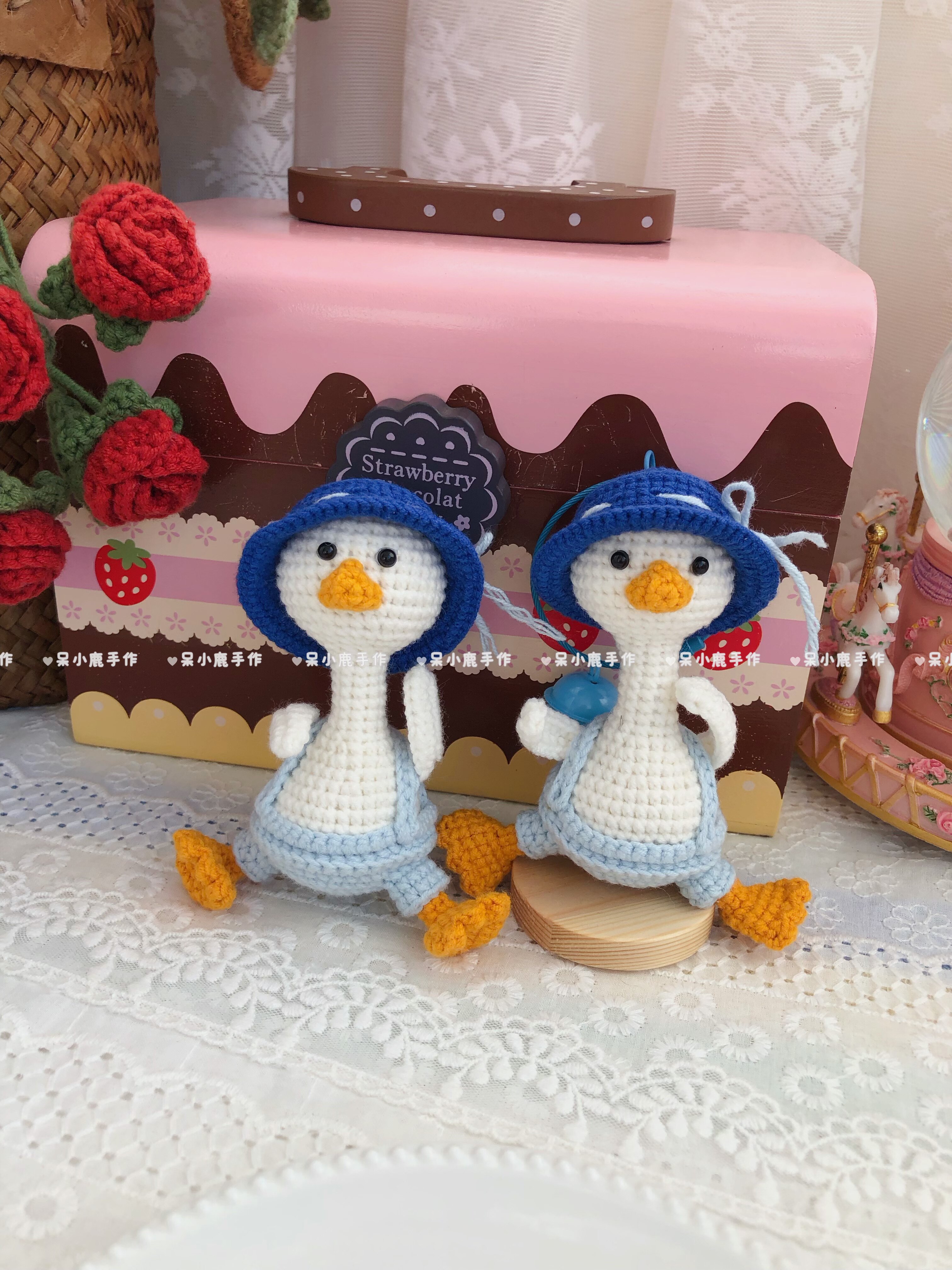 [成品]毛线钩织玩呆头鹅钥匙扣挂件小鸭子挂件可爱玩偶网红爆款