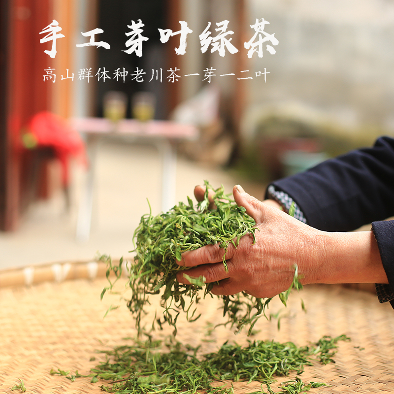 手工茶蒙顶毛峰群体种老川茶高山绿茶2024新茶四川雅安蒙顶山茶