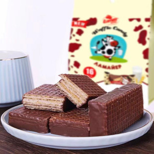 俄罗斯原装 包邮 进口拉迈尔牌大奶牛夹心威化巧克力饼干休闲零食品