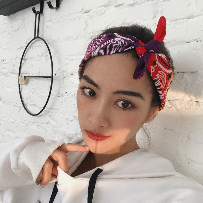 方巾chic风发带腰果花嘻哈hiphop头饰潮甜美森女系ins渐变色头巾