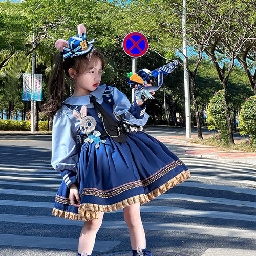 秋冬女童朱迪兔子警官套装扮演裙