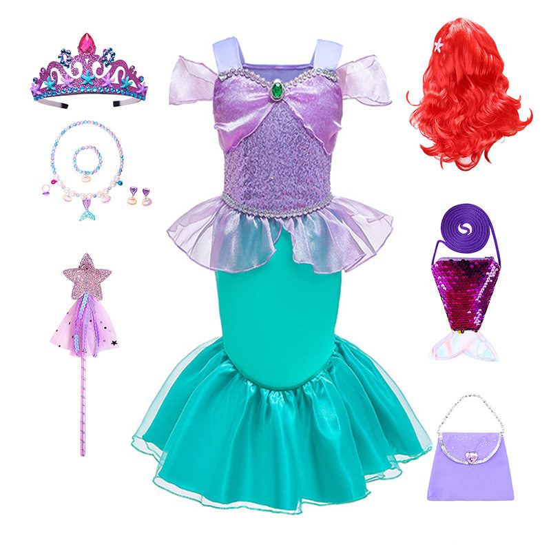 女童小美人鱼电影同款cos服夏季吊带洋气爱丽儿节日表演鱼尾长裙,童装/婴儿装/亲子装,连衣裙,淘宝优惠券,粉丝福利购,淘宝优惠卷