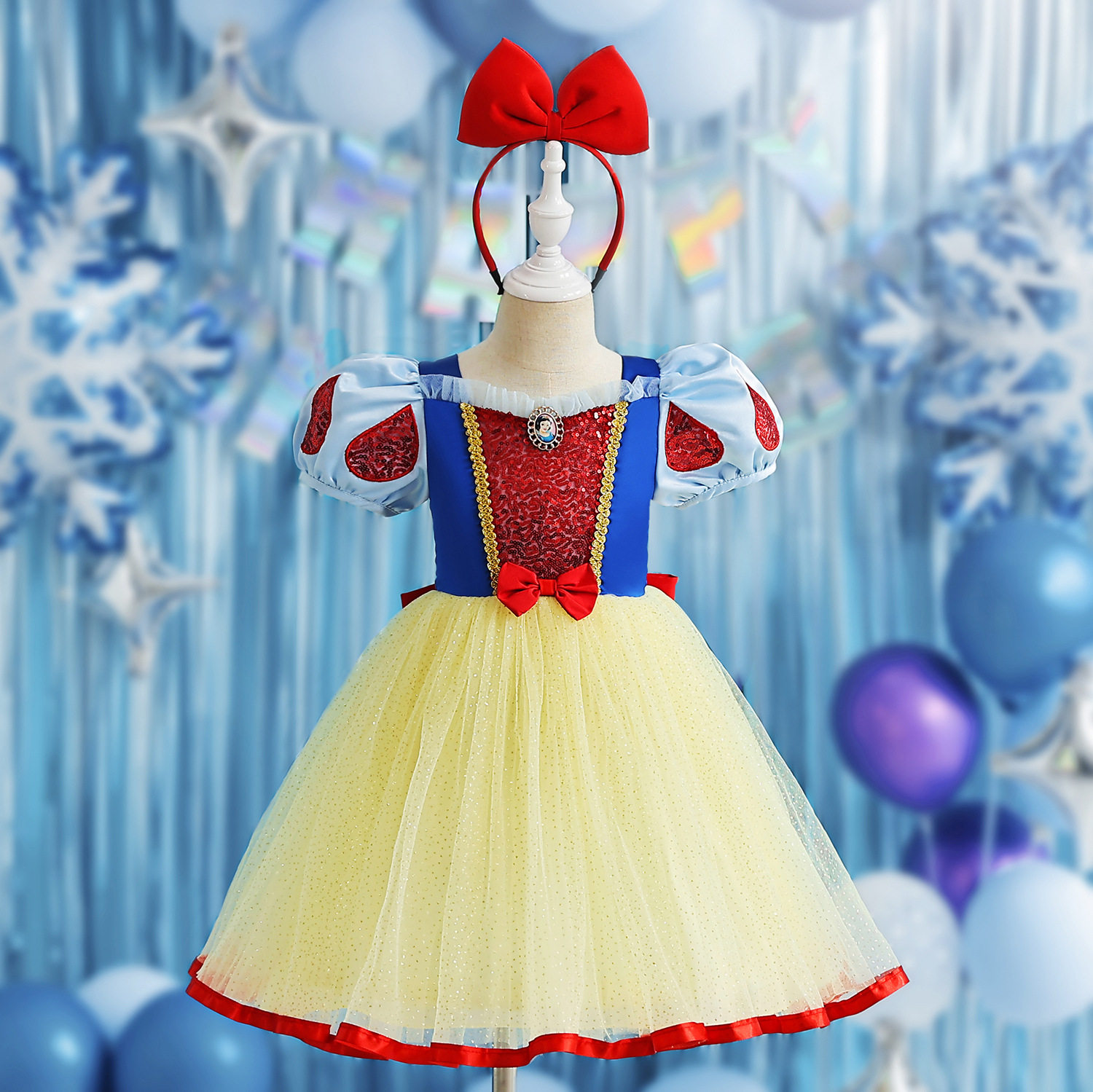 儿童六一节日表演服装女童白雪公主裙亮片网纱泡泡袖短款连衣裙子,童装/婴儿装/亲子装,连衣裙,淘宝优惠券,粉丝福利购,淘宝优惠卷