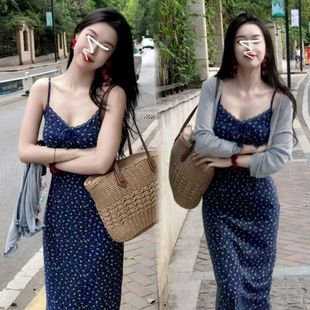 小個子法式 高級碎花吊帶連衣裙子女氣質穿搭長裙 新款 2025夏季