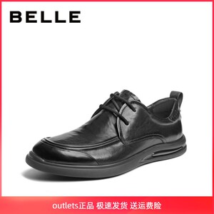 百丽男鞋2024春款真皮牛皮商务软底爸爸鞋系带休闲皮鞋男A1495AM4
