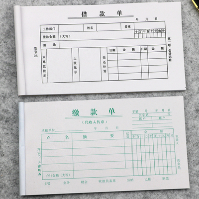 两联缴款单/借款单 收据/单据 借支单 缴款单预支单财务