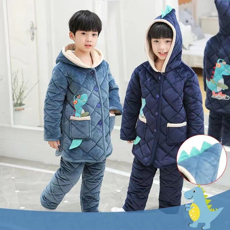 冬季儿童睡衣加绒款中大童男童珊瑚绒三层夹棉加厚保暖家居服套装,童装/婴儿装/亲子装,家居服套装,淘宝优惠券,粉丝福利购,淘宝优惠卷