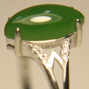 和田玉碧玉戒指银镶玉男戒女戒玉指环耳钉礼物实惠保真/神绚玉器