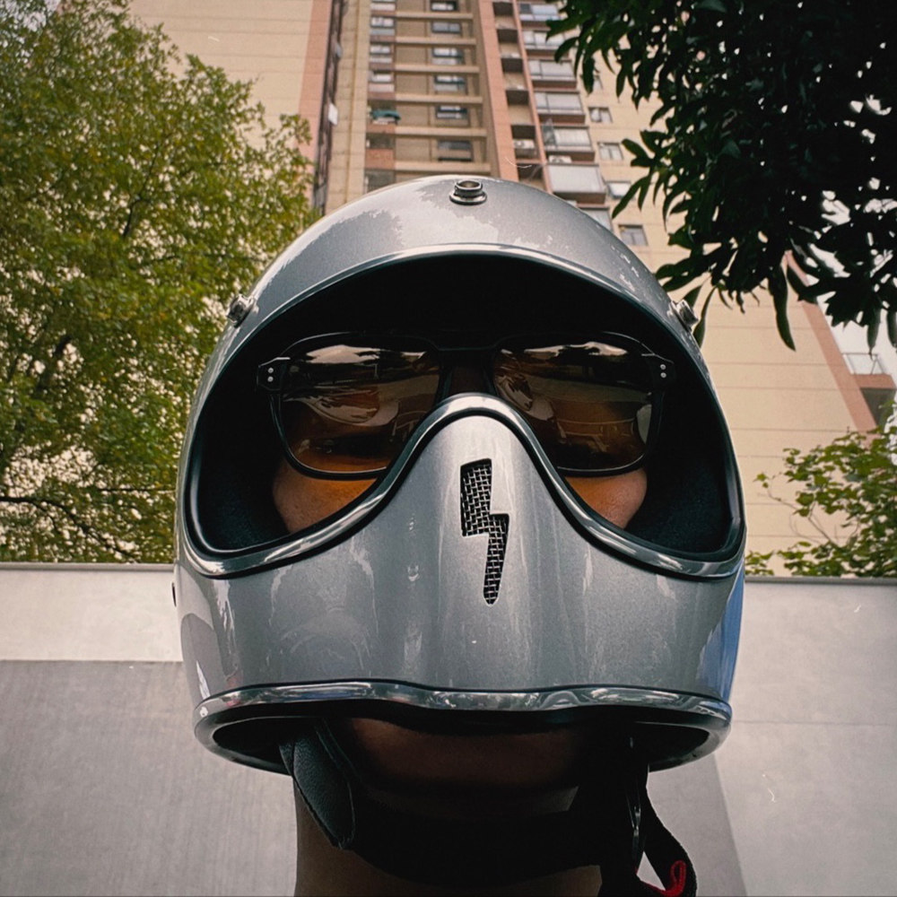 汤普森电动车3c复古头盔玻璃钢闪电骑士mt05摩托车踏板全覆式全盔