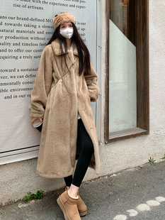 2025秋冬新款女加厚长款立领仿水貂毛貂绒皮毛一体仿皮草外套大衣
