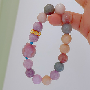 彩色盐源玛瑙九尾狐狸手链女轻奢小众马卡龙玉石串珠国风汉服手串