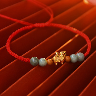 本命年马上有钱红绳手链和田玉朱砂手链高级感手工编织手绳红绳