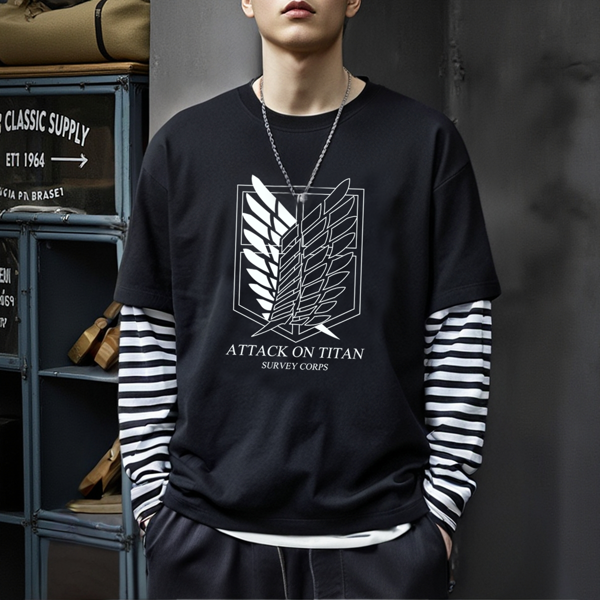 纯棉长袖T恤自由之翼春秋夏打底