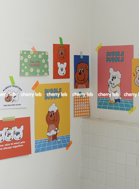 CHERRY Leb| 韩国ins同款 卡通小狗墙面装饰组合卡片套装拍照道具