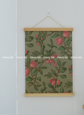 北欧ins家居摆件木夹挂画复古酱果子绿色植物艺术海报装饰画相框