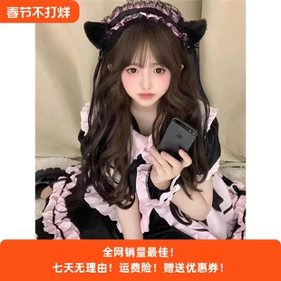 少女猫咪女仆装可爱重工黑粉大蝴蝶拖尾日常Lolita洛丽塔连衣裙