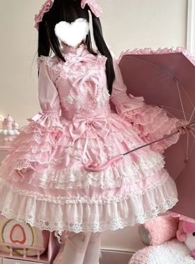 韩菇凉~原创设计Lolita洋装华丽花嫁jsk吊带连衣裙女