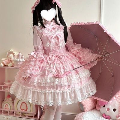 韩菇凉~原创设计Lolita洋装华丽花嫁jsk吊带连衣裙女