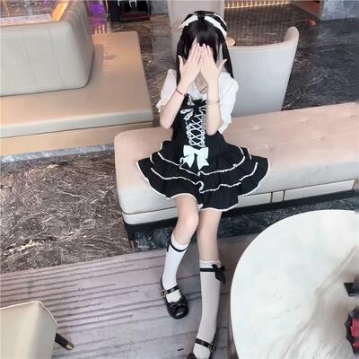 熊之原创lolita古早昭和蛋糕三层裙摆背带裙套装公主风清新甜美