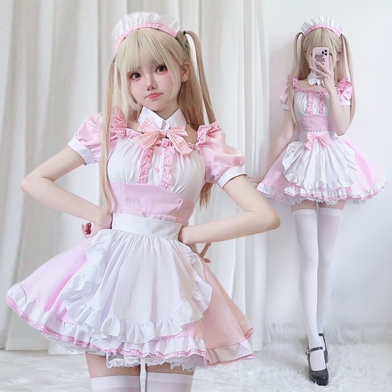 二次元女仆装cos可爱女佣服软妹猫咪洛丽塔cosplay服lolita连衣裙