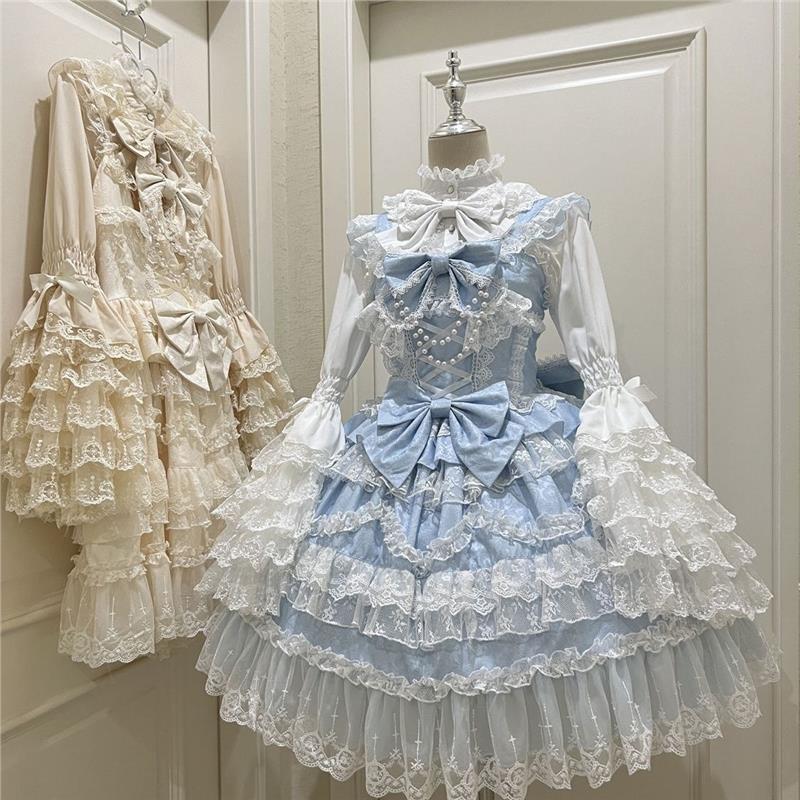 原创设计Lolita洋装华丽花嫁jsk吊带连衣裙女
