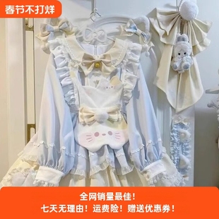 甜茶少女lolita甜茶喵可爱小猫洛丽塔op连衣裙长短袖清新日常甜心