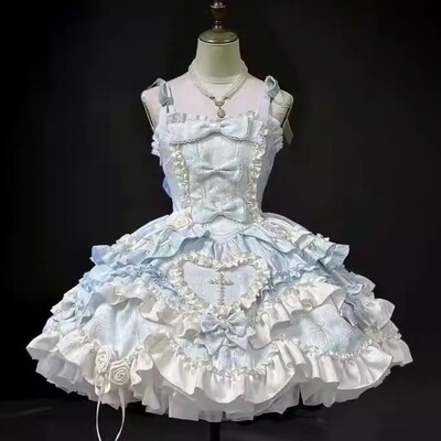 【芙蝶之心】Lolita洋装jsk挂脖日常连衣裙蝴蝶结公主风洛丽塔