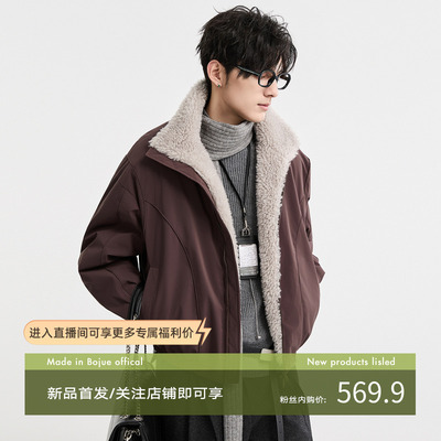 {美式复古风}伯爵先生25冬季座山雕毛绒领羽绒服短款男士保暖外套