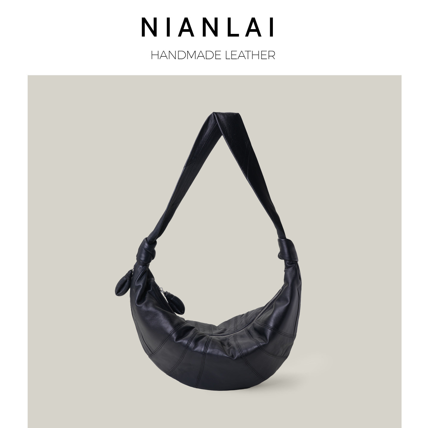 羊皮牛角包 可颂大容量饺子包单肩包斜挎包 牛角包大号