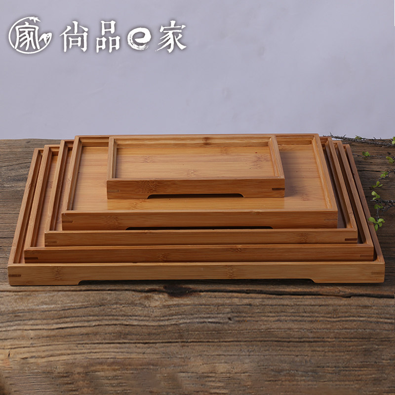 日式水杯竹编托盘长方形茶盘酒店木质托盘家用客厅创意竹制品厨房