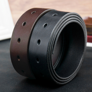 无头皮带男真皮腰带身光面皮条针扣不带头纯头层牛皮3.3CM