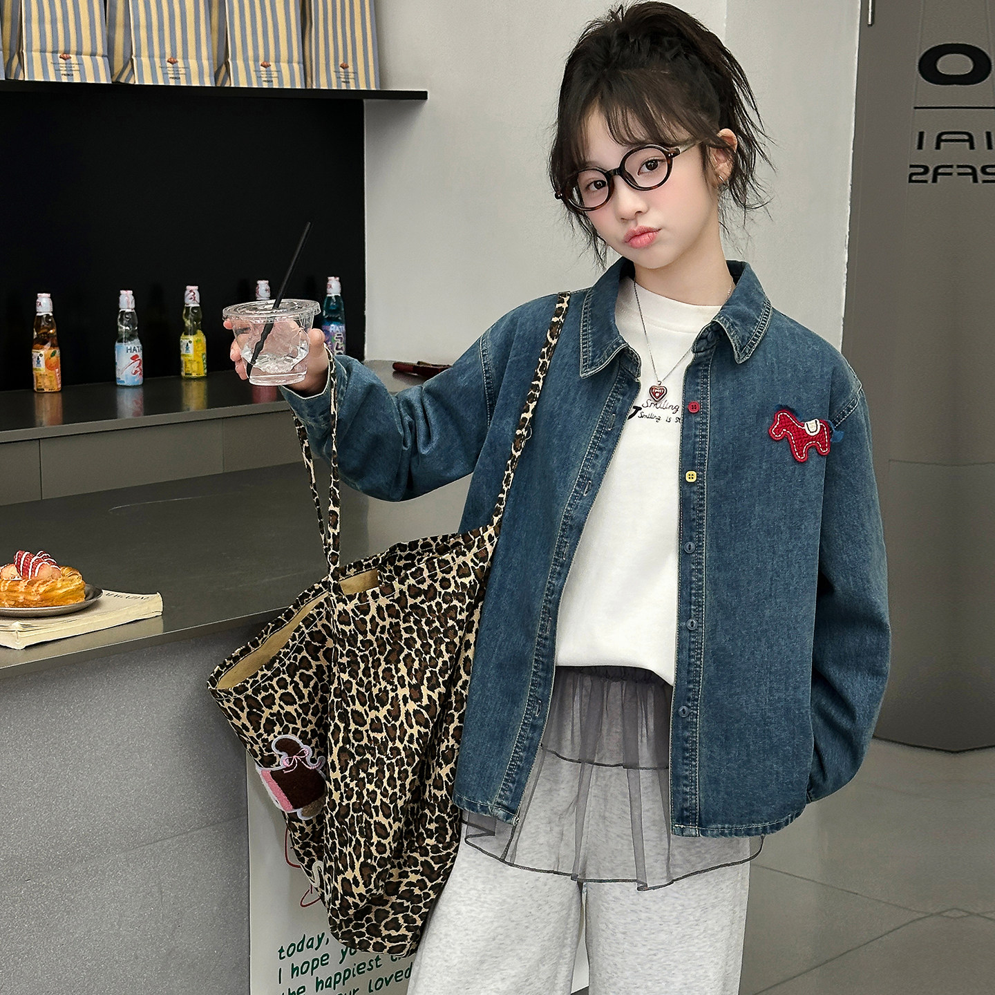 女童春装牛仔衬衫2026新款儿童韩版马年上衣春秋季中大童衬衣外套,童装/婴儿装/亲子装,儿童牛仔衬衫,淘宝优惠券,粉丝福利购,淘宝优惠卷