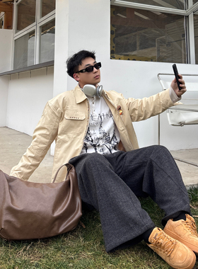 YUEN设计款ins时髦腋下托特饺子包皮质hobo大容量休闲街头男女潮