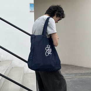 YUEN大容量韩系ins大容量牛仔帆布大包手提购物袋街头日系挎包潮