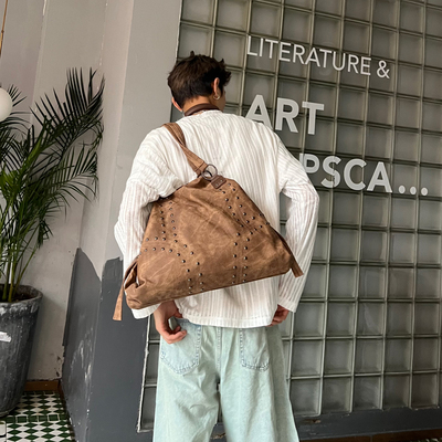 YUEN设计款暗黑系原宿机车hobo单肩斜挎托特包大容量街头中性男女