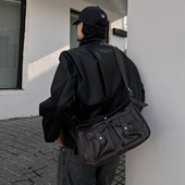 YUEN设计款 复古单肩斜挎托特挎包男女ins波士顿街头机能邮差包潮