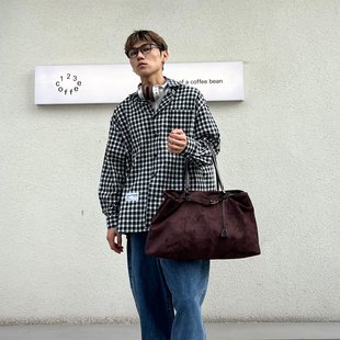 YUEN松弛感时髦复古时尚托特包腋下hobo休闲单肩包手提麂皮绒男女