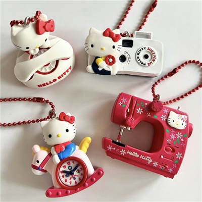 现货包邮 日本三丽鸥Kitty50周年 复古怀旧 缝纫机 相机扭蛋 整套