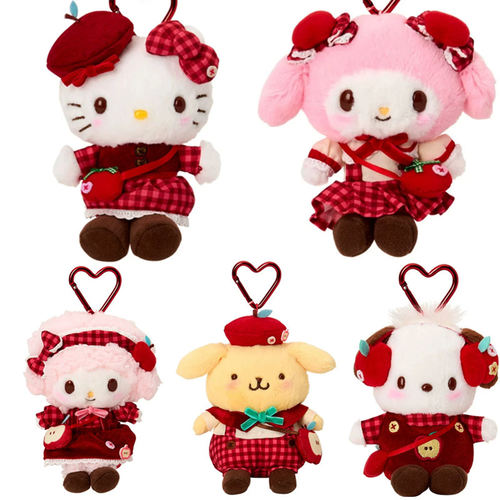 有余/补尾款 港版三丽鸥Kitty 美乐蒂苹果格子裙子小挎包毛绒挂件