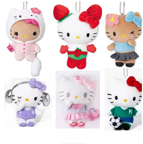 国内现货 日本avail三丽鸥Kitty 折裙草莓人耳机冲浪毛绒挂件