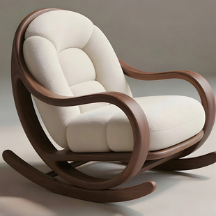 新中式实木单人沙发椅摇椅休闲椅简约高端客厅阳台沙发懒人阅读椅