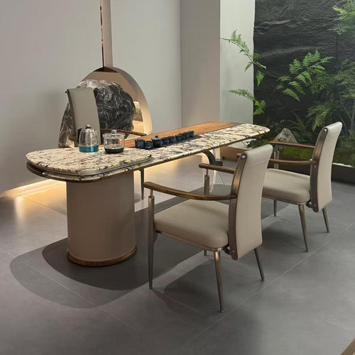 新中式实木茶桌北美黑胡桃木2025新款高端轻奢高级感岩板泡茶台