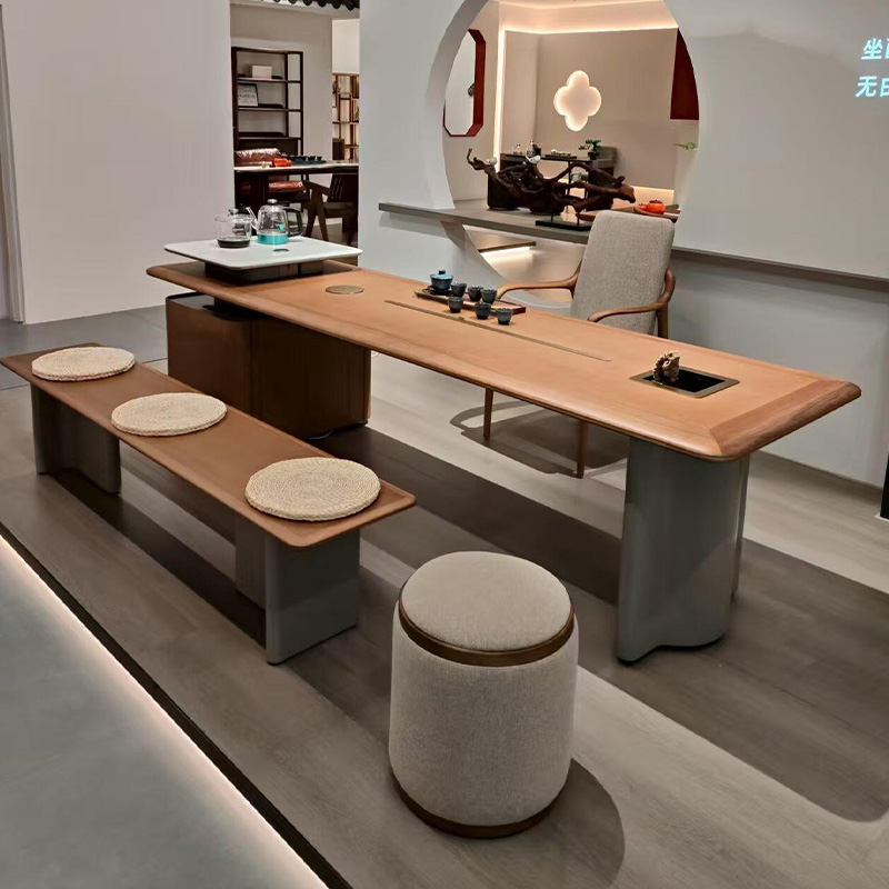 新中式实木茶桌东方美学简约高端家用客厅会客区胡桃木禅意泡茶台