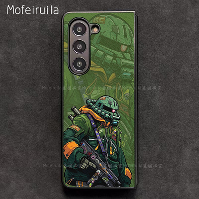 机动扎古高达ZENO三星zfold7手机壳华为MateX6适用 荣耀Magic V5折叠屏小米MIX Fold4皮革vivo x fold5保护套