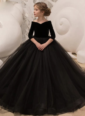 儿童晚礼服女童小女孩蓬蓬纱公主裙子春晚小主持人时尚洋气演出服