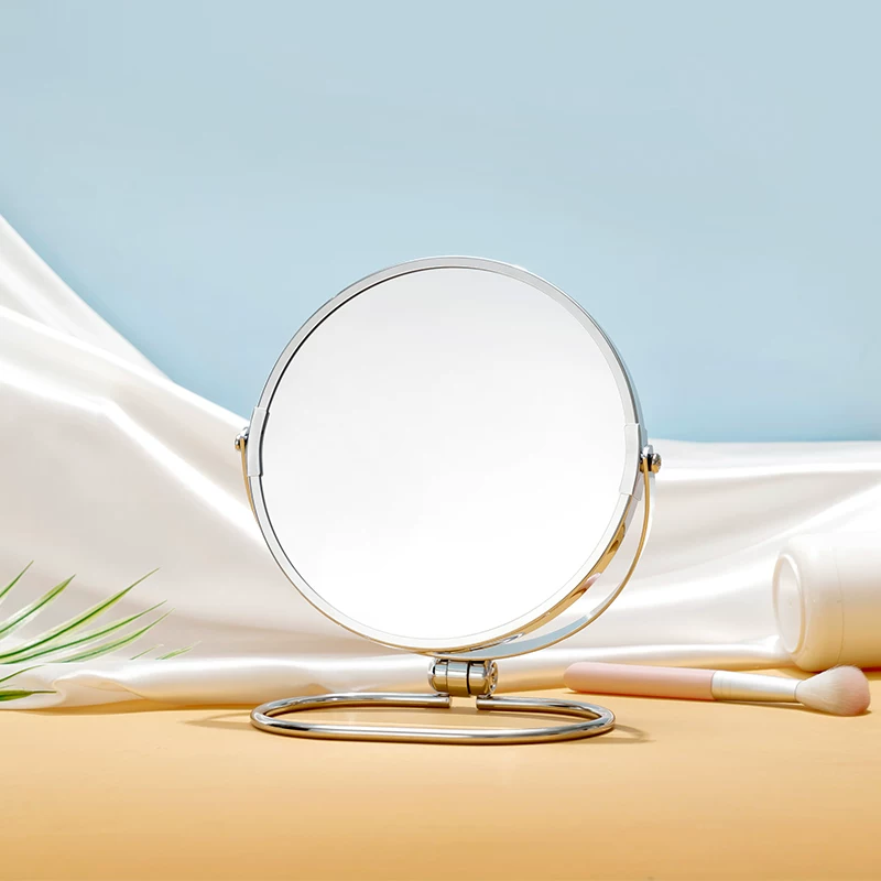High quality round double-sided table mirror for students, 7 inch