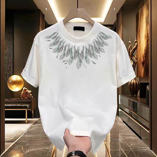 MAROLIO痞帅高级感~夏季宽松透气短袖男士重磅休闲圆领纯棉半截袖