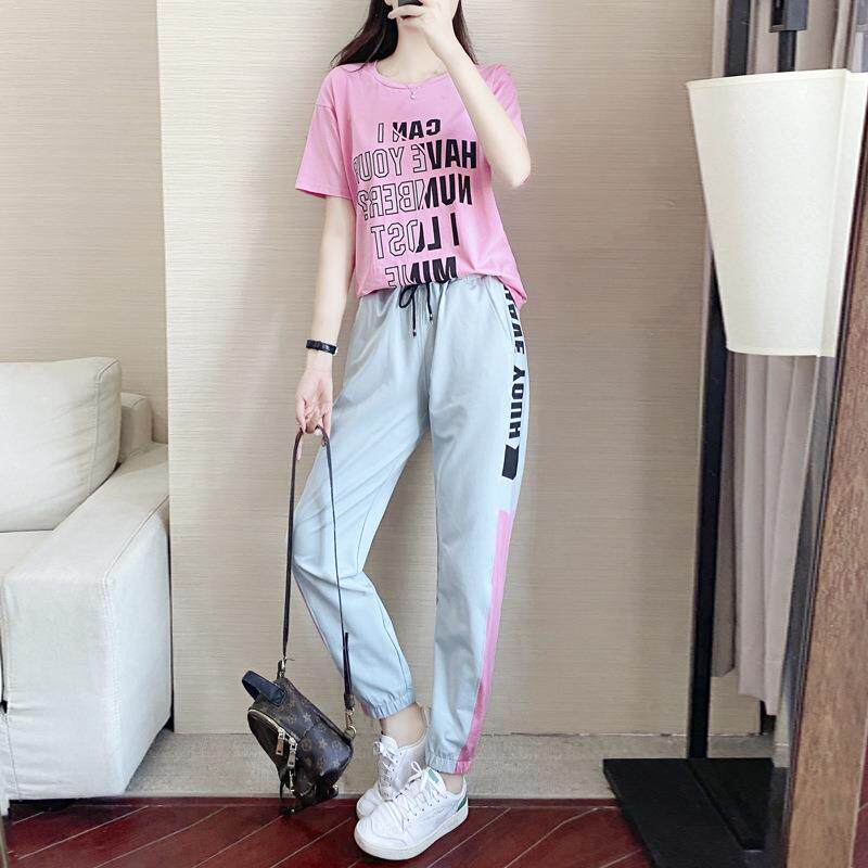 欧洲站休闲运动套装女2025年新款夏季薄款时尚宽松短袖两件套减龄
