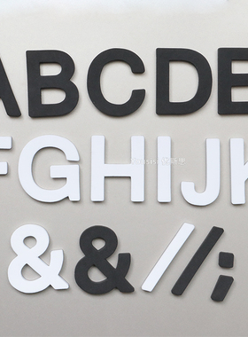 黑白色5cm大写26个英文字母冰箱贴磁铁 北欧装饰儿童早教磁力贴铁